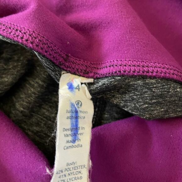 Lululemon‎ Purple & Heathered Black Gather & Crow Sz 4 Activewear Gym - Picture 3 of 6